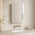 76x51x12 cm White Rectangle Bathroom Mirror Medicine Cabinet, Recessed or Wall-Mounted, Metal Framed Bathroom Storage with Adjustable