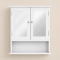 50x20x60 cm Weißer Badspiegelhängeschrank mit verstellbaren Regalböden, offenem Fach, MDF Medikamentenschrank für kleine Bäder