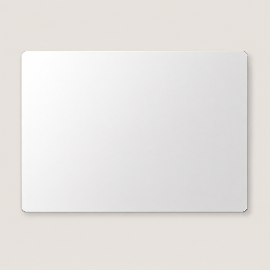 100x75x1,5 cm Rahmenloser Badezimmerspiegel, HD kupferfreies Glas, bruchsichere Folie, abgerundete Ecken, Horizontal oder Vertikal
