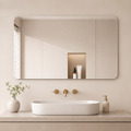 60x100x1,5 cm Rahmenloser Badezimmerspiegel, HD kupferfreies Glas, bruchsichere Folie, abgerundete Ecken, horizontal oder vertikal