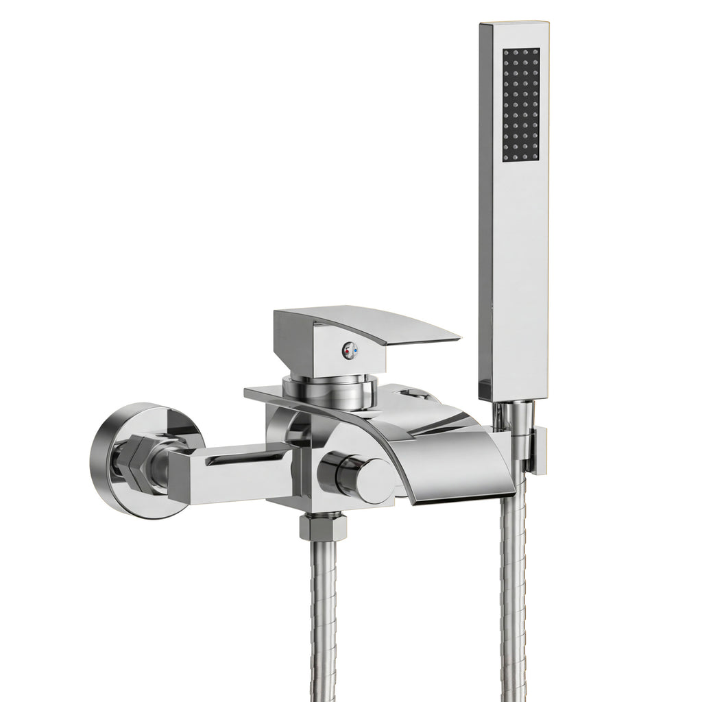 EVERSTEIN Badewannenarmatur Aufputz Wasserfall mit Handbrause