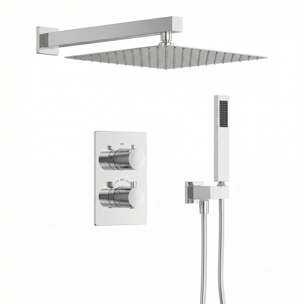 EVERSTEIN Duscharmatur mit Thermostat Regendusche Unterputz