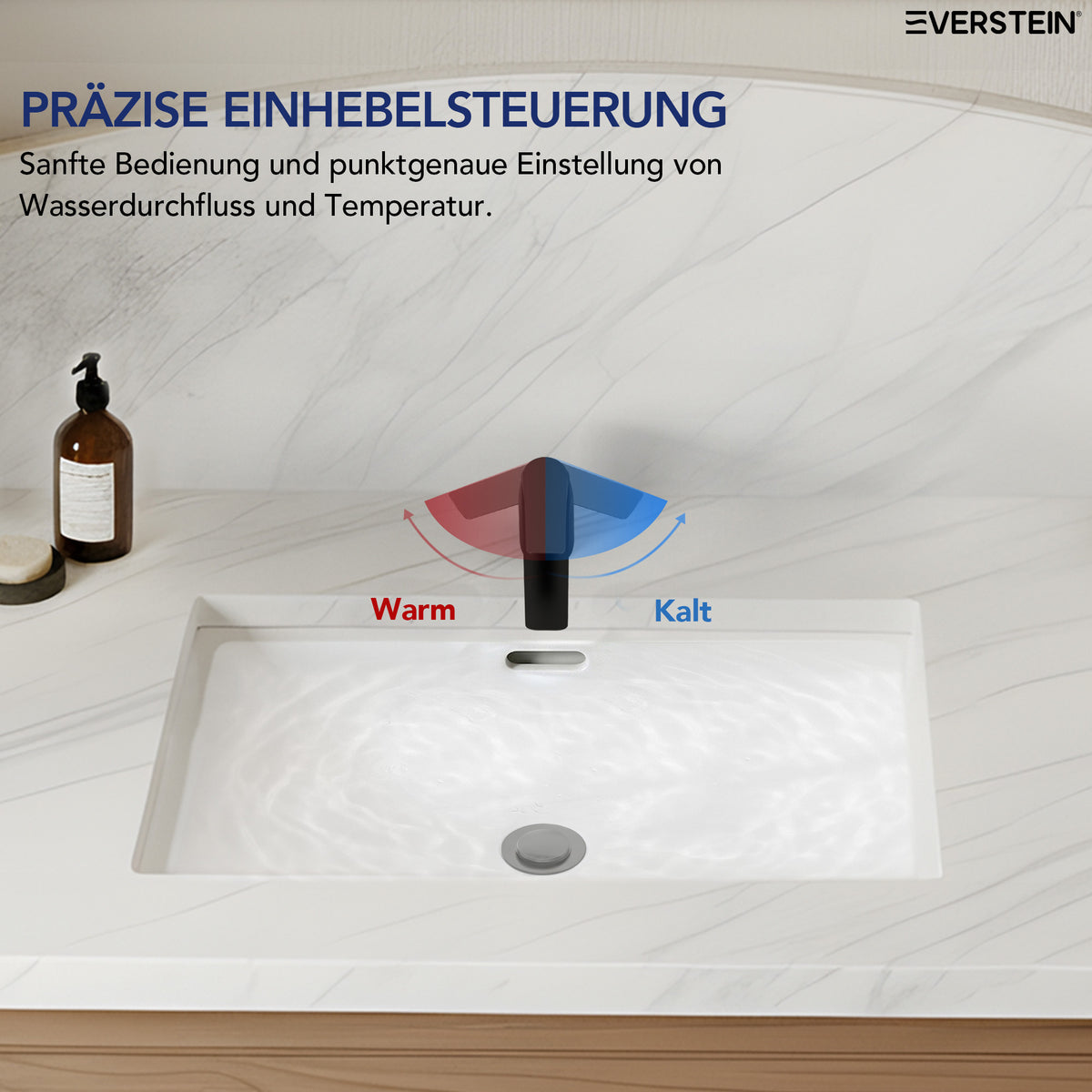 EVERSTEIN Wasserhahn Bad Waschtischarmatur: Pop-up, Messing, Ablauf (SFS-1282)