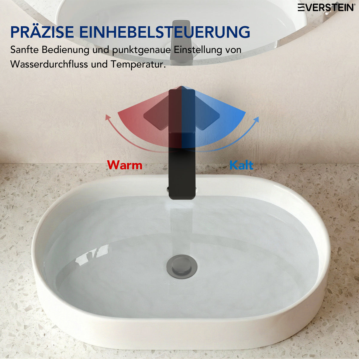 EVERSTEIN Waschtischarmatur Hoch, Wasserhahn Bad, Aufsatz