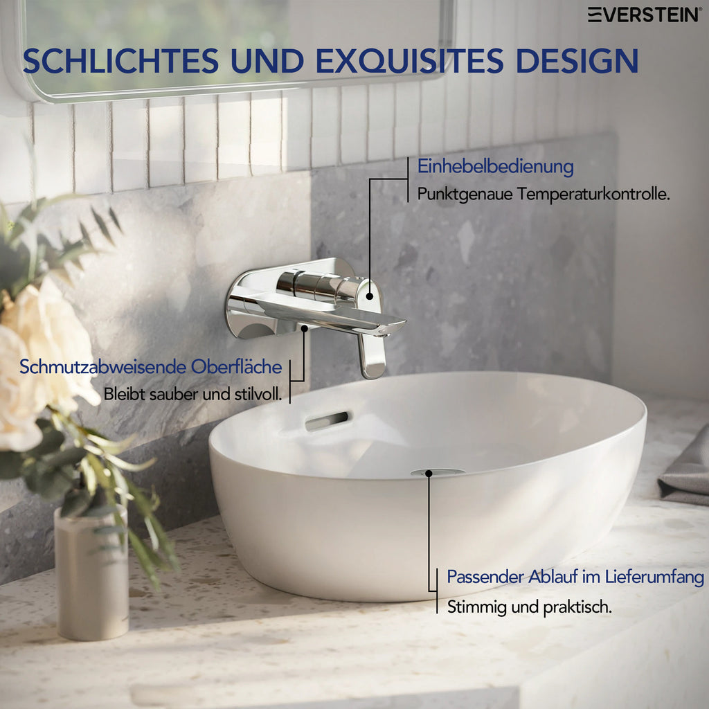 EVERSTEIN Unterputz-Waschtischarmatur, Wasserhahn Bad mit Pop-up (SFS-1276)