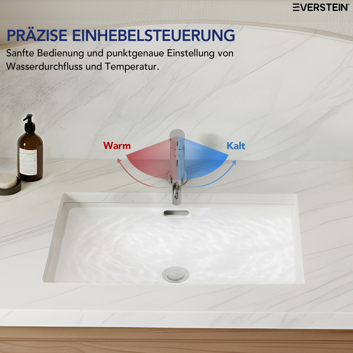 EVERSTEIN Wasserhahn Bad Waschtischarmatur: Pop-up, Messing, Ablauf (SFS-5001)