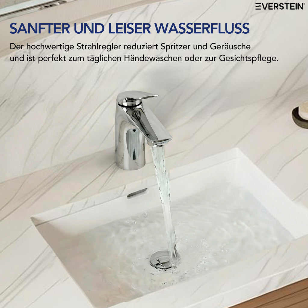 EVERSTEIN Wasserhahn Bad Waschtischarmatur: Pop-up, Messing, Ablauf (SFS-1282)