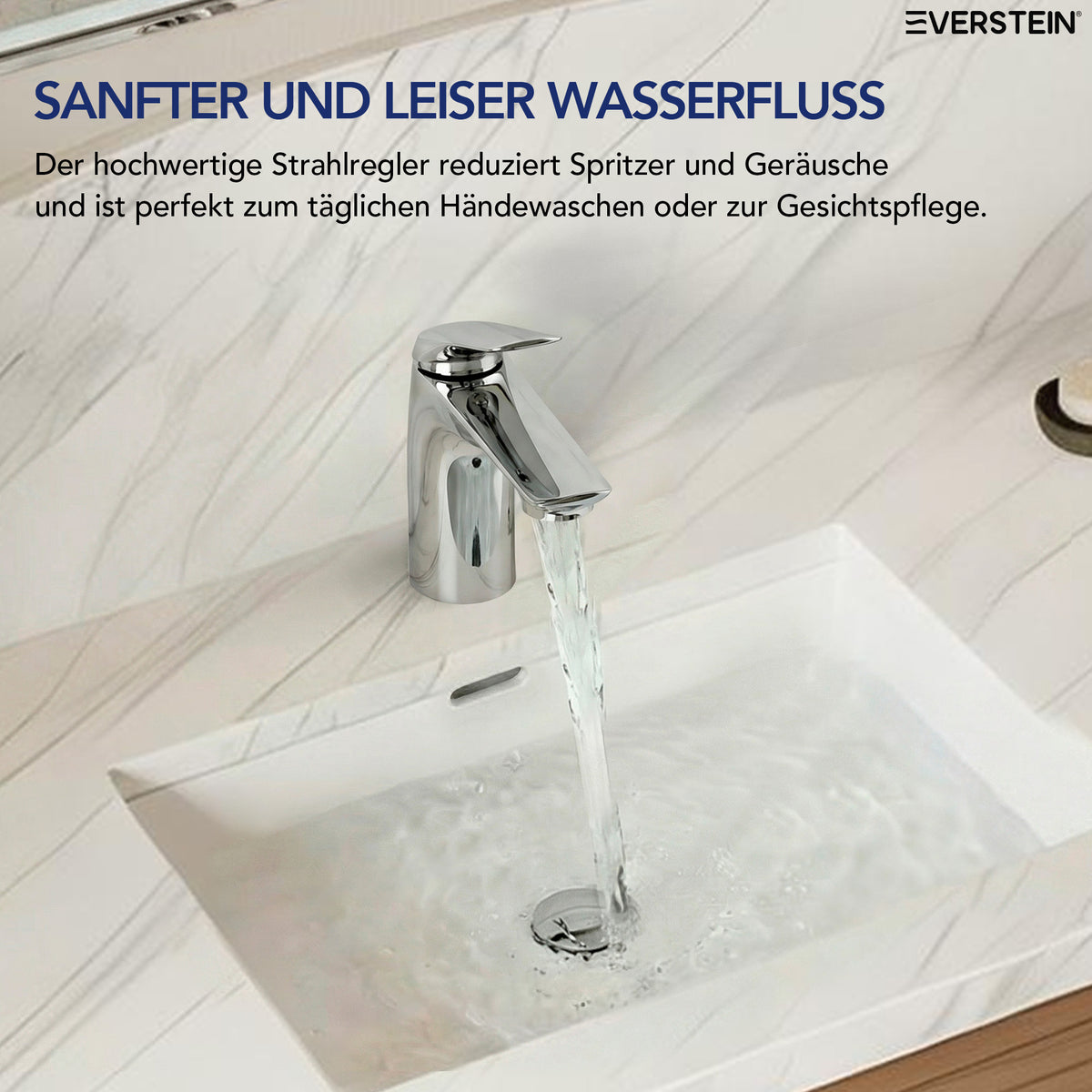 EVERSTEIN Wasserhahn Bad Waschtischarmatur: Pop-up, Messing, Ablauf (SFS-1282)
