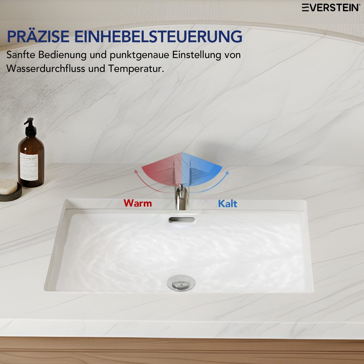 EVERSTEIN Wasserhahn Bad Waschtischarmatur: Pop-up, Messing, Ablauf (SFS-1282)