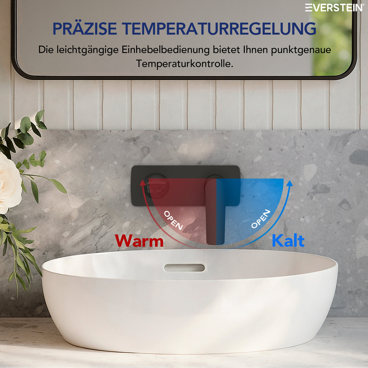 EVERSTEIN Unterputz-Waschtischarmatur, Wasserhahn Bad mit Pop-up (SFS-1284)