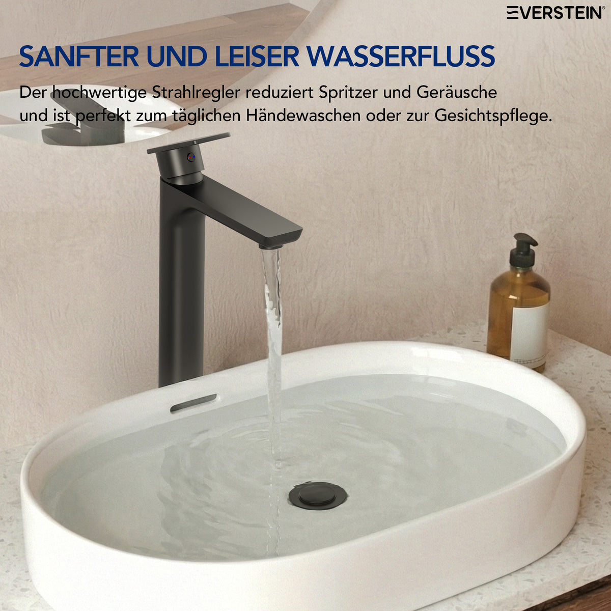 EVERSTEIN Waschtischarmatur Hoch, Wasserhahn Bad, Aufsatz