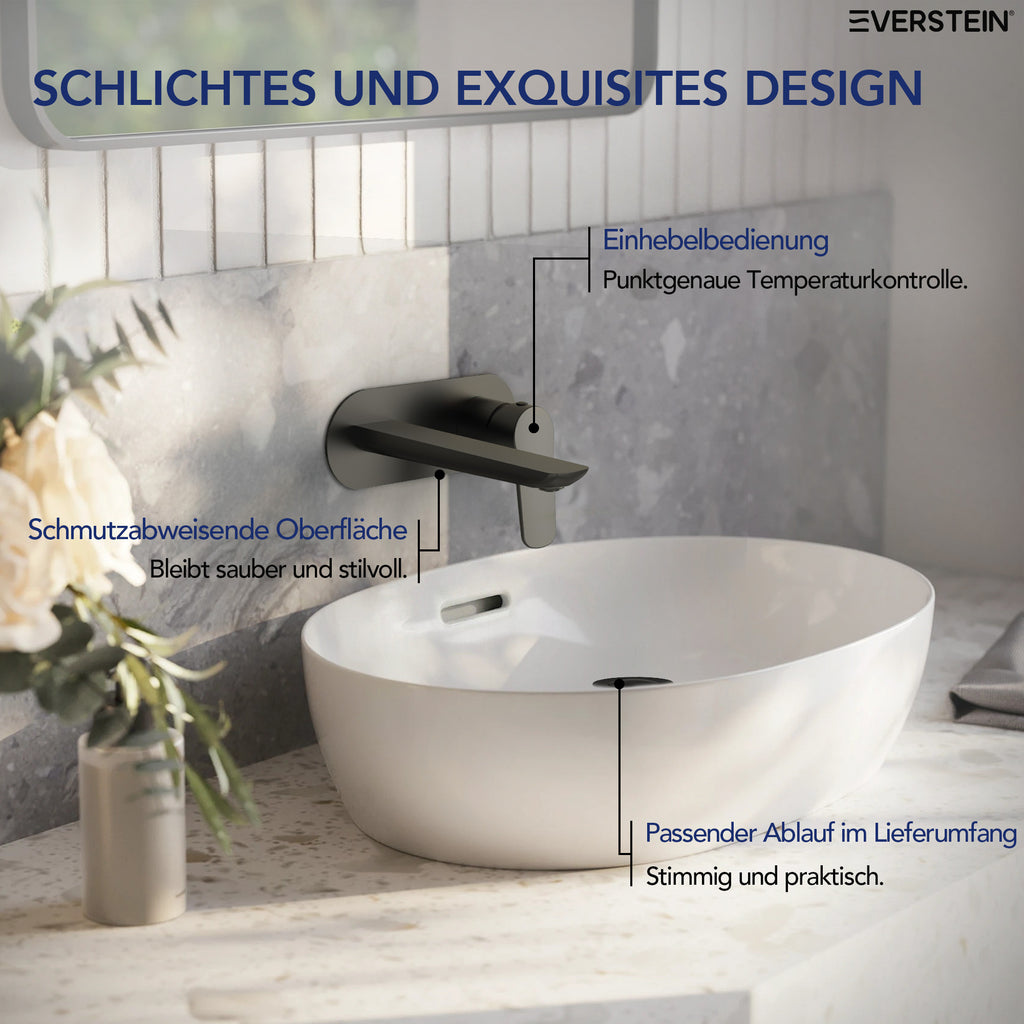 EVERSTEIN Unterputz-Waschtischarmatur, Wasserhahn Bad mit Pop-up (SFS-1276)