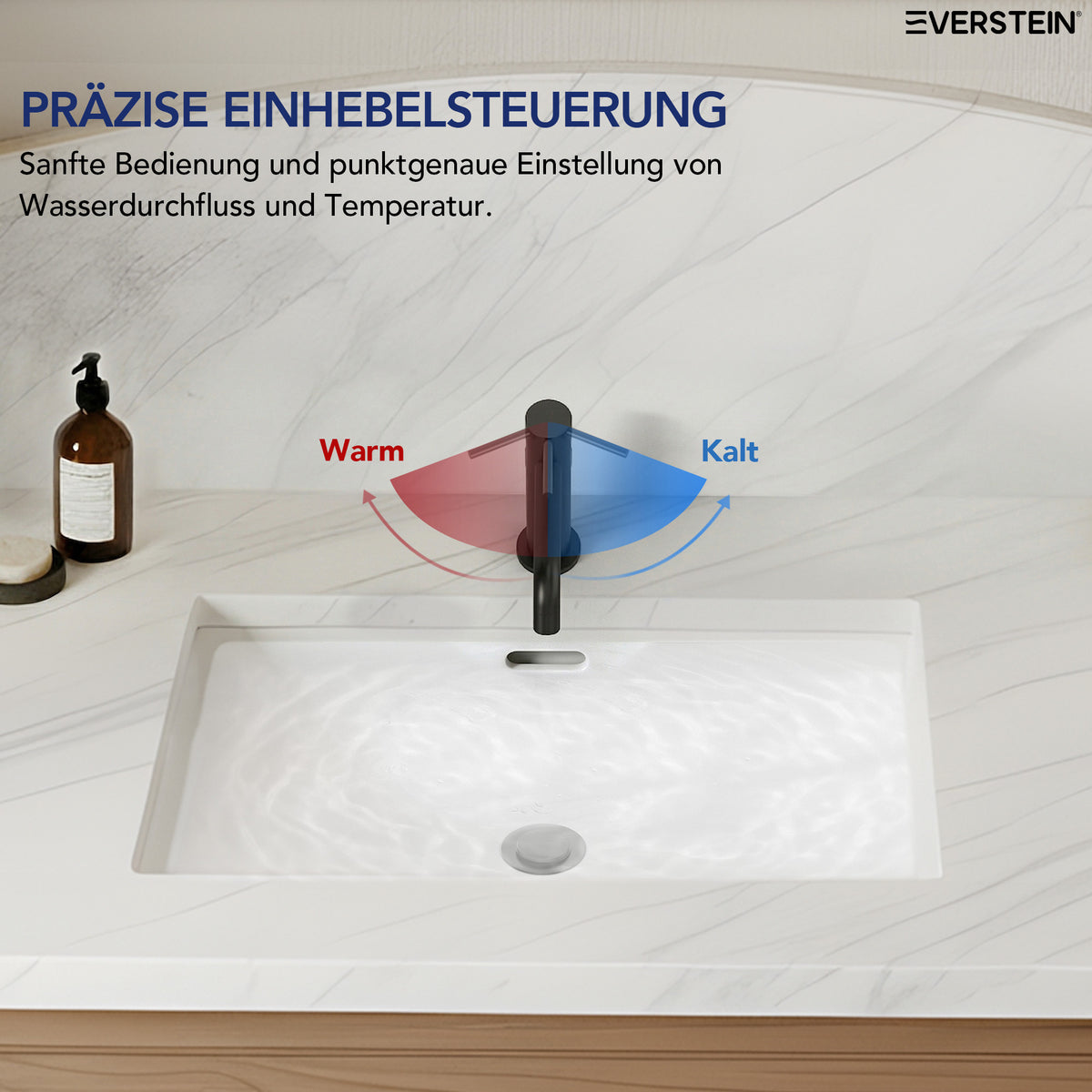 EVERSTEIN Wasserhahn Bad Waschtischarmatur: Pop-up, Messing, Ablauf (SFS-5001)