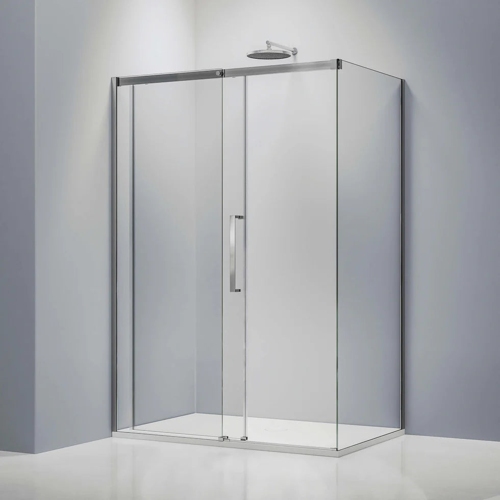 EVERSTEIN Bypass Double Sliding Shower Door with Return Panel